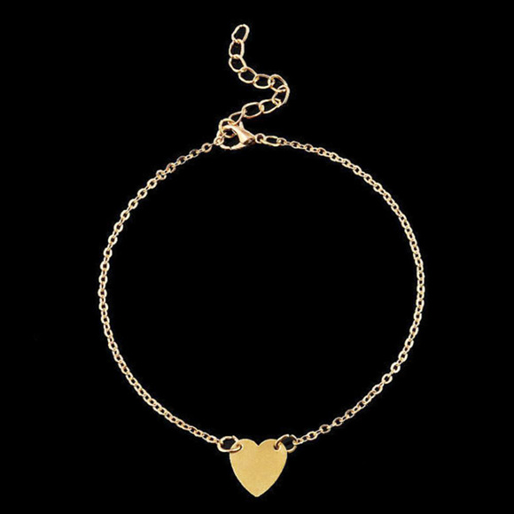 Gold Heart Charm Anklet. Silver Heart Anklet. - Picture 4 of 7